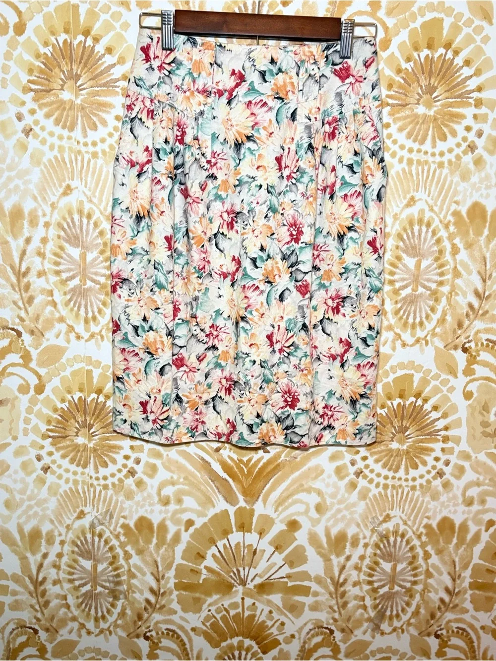 Free People Inspired Floral Pencil Skirt Boho Cottagecore Midi Skirt Romantic XS